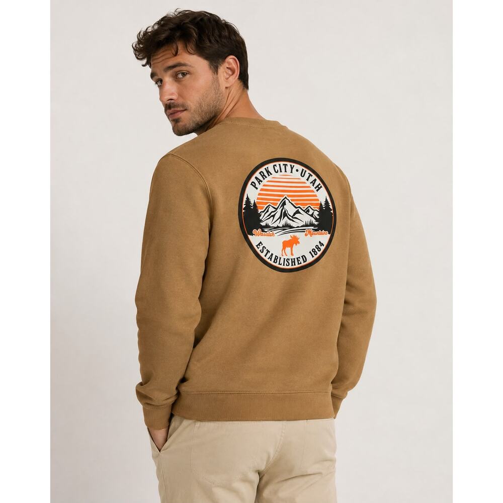 Park City Utah Moose Mountain Sweatshirt M Cabincore Gorpcore Tan
